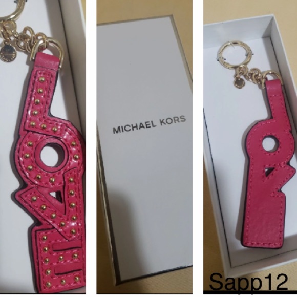 🆕MK💕ULTRA PINK LOVE STUDDED BAG/KEY CHAIN CHARM - Picture 1 of 4
